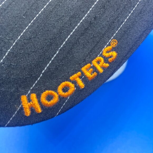 HOOTERS Vintage Black with White Pinstripes Baseball Hat Cap Elastic band OS - Picture 3 of 8